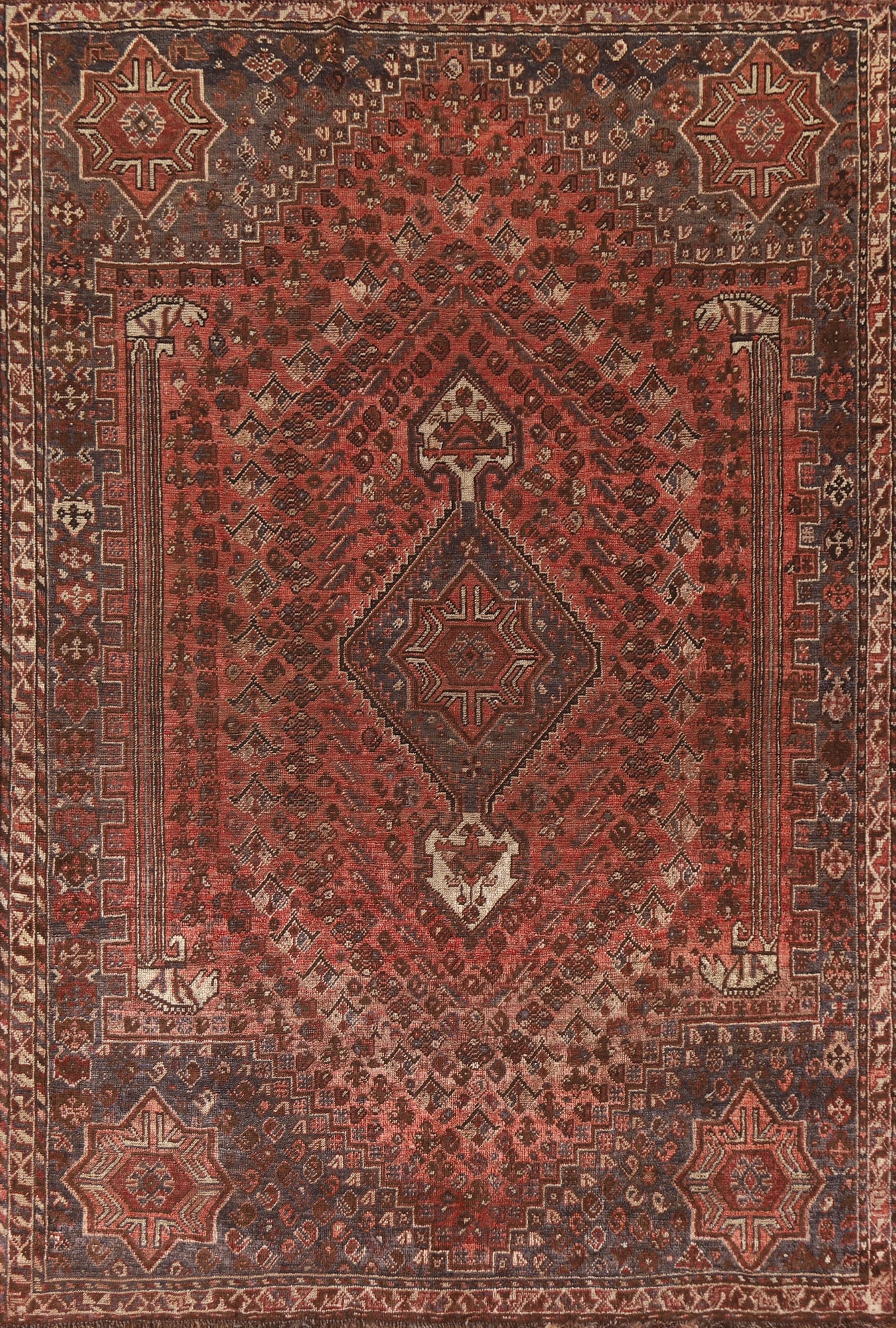 Vegetable Dye Antique Qashqai Persian Area Rug 6x9: Title:Vegetable Dye Antique Qashqai Persian Area Rug 6x9Origin:A Beautiful Genuine Iran ( Persia ) Qashqai rug is Hand Knotted by skillful weavers in Iran ( Persia ) with 100% Wool Material. This rug