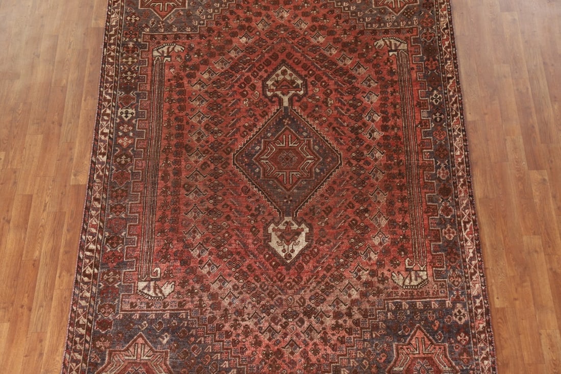 Vegetable Dye Antique Qashqai Persian Area Rug 6x9 - 4