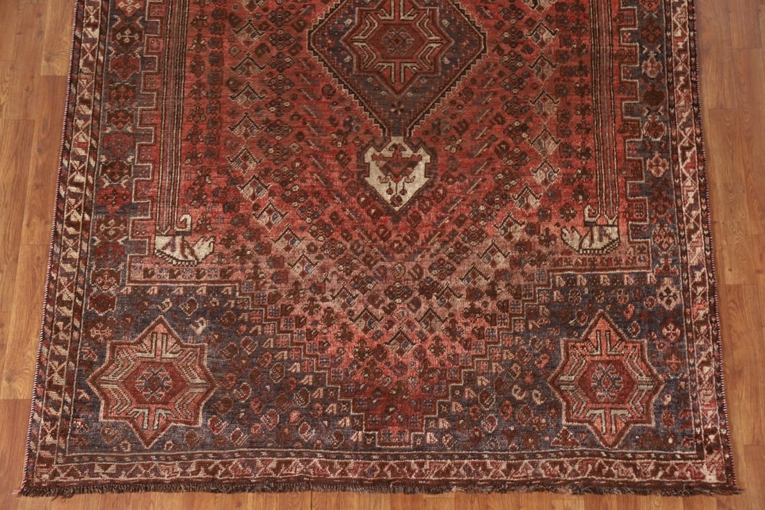 Vegetable Dye Antique Qashqai Persian Area Rug 6x9 - 6