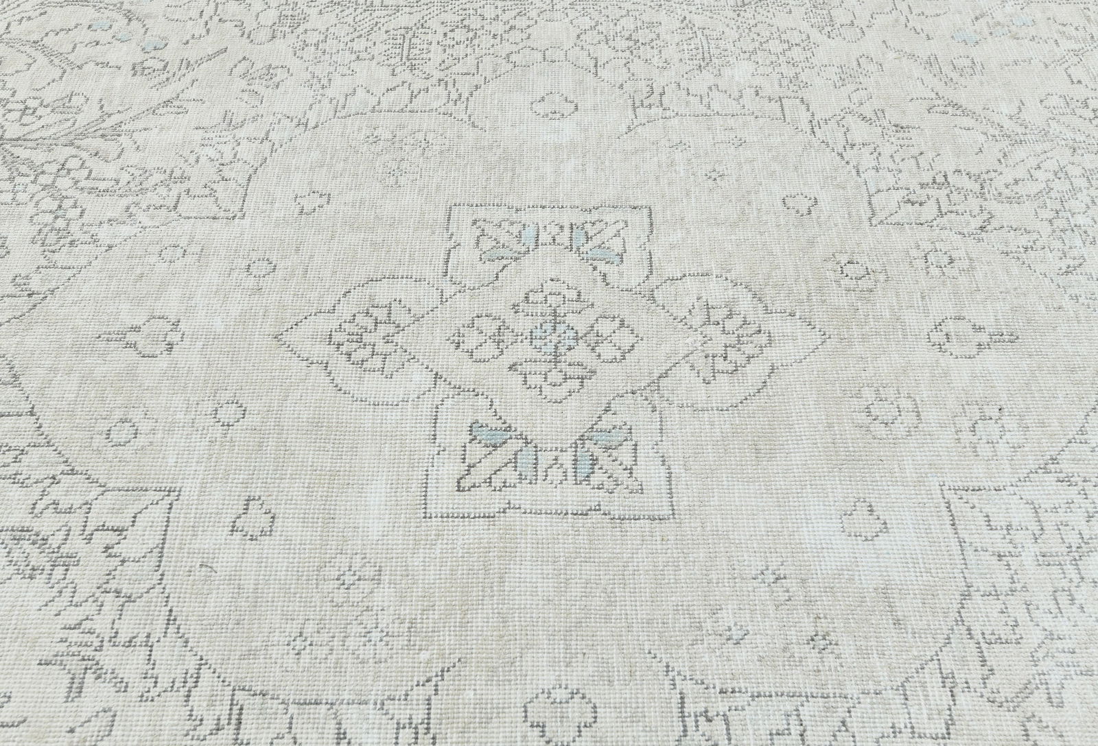 Antique Muted Beige Floral 6'5X10 Distressed Vintage Oriental Rug - 6