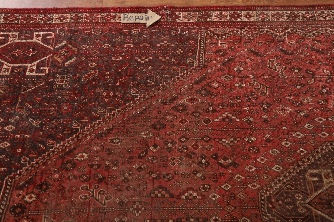 Pre-1900 Antique Qashqai Vegetable Dye Persian Rug 6x8 - 13