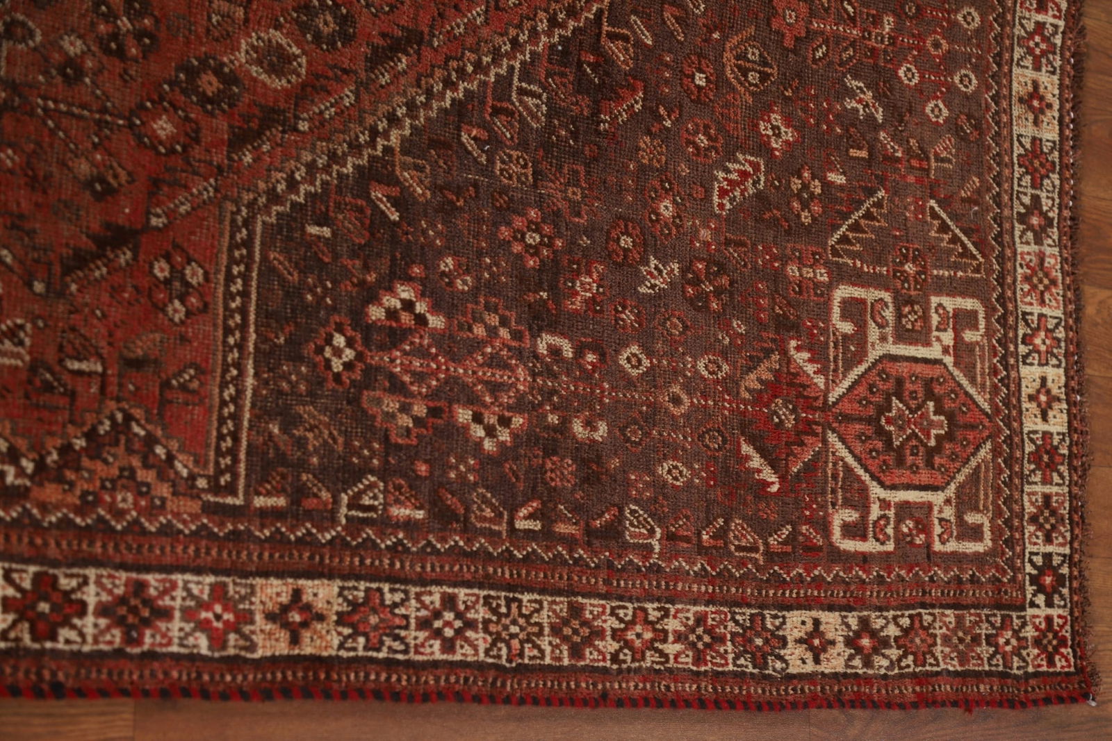 Pre-1900 Antique Qashqai Vegetable Dye Persian Rug 6x8 - 16