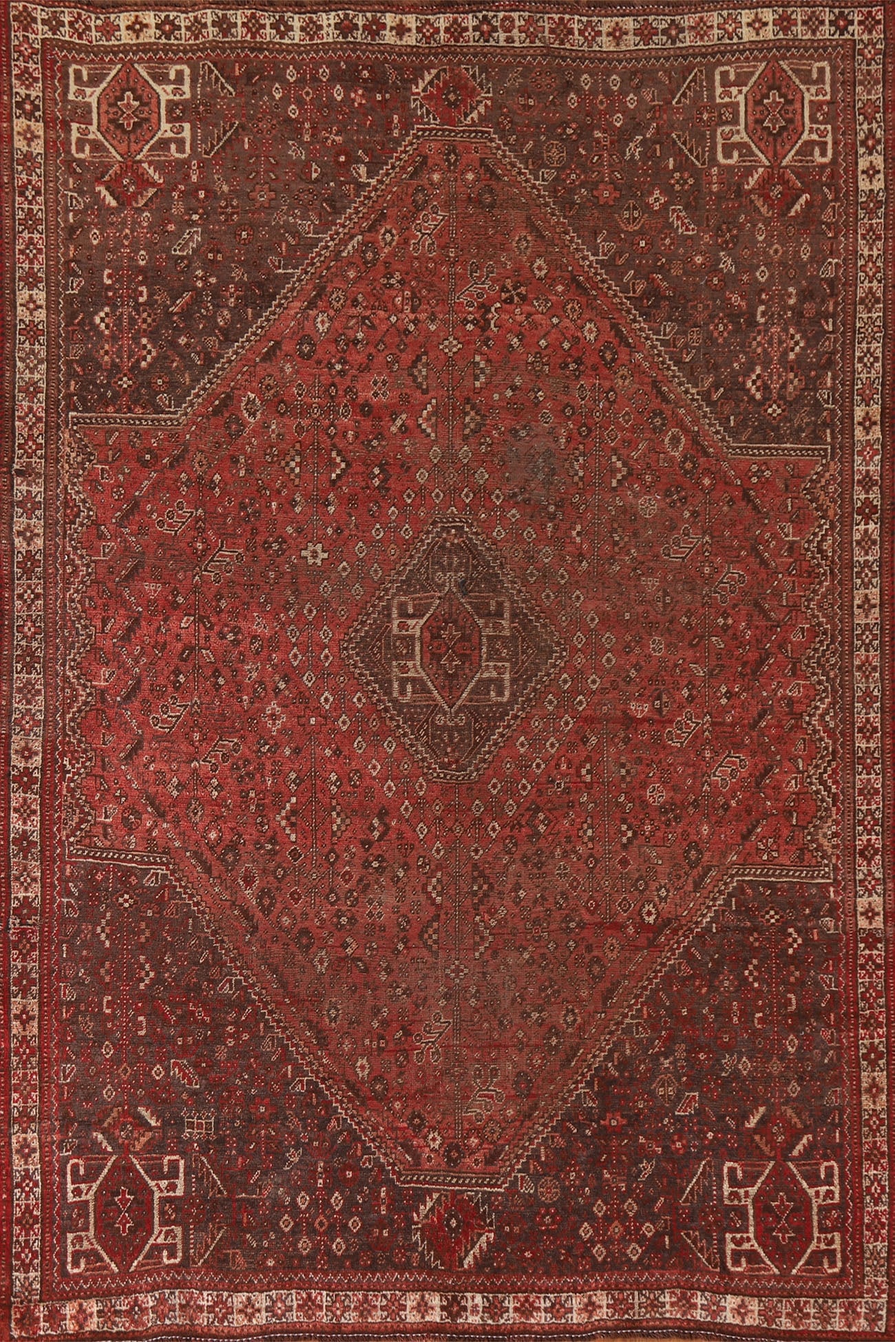 Pre-1900 Antique Qashqai Vegetable Dye Persian Rug 6x8 (1 of 20)