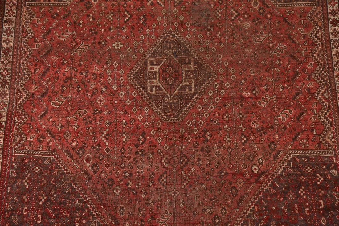 Pre-1900 Antique Qashqai Vegetable Dye Persian Rug 6x8 - 5