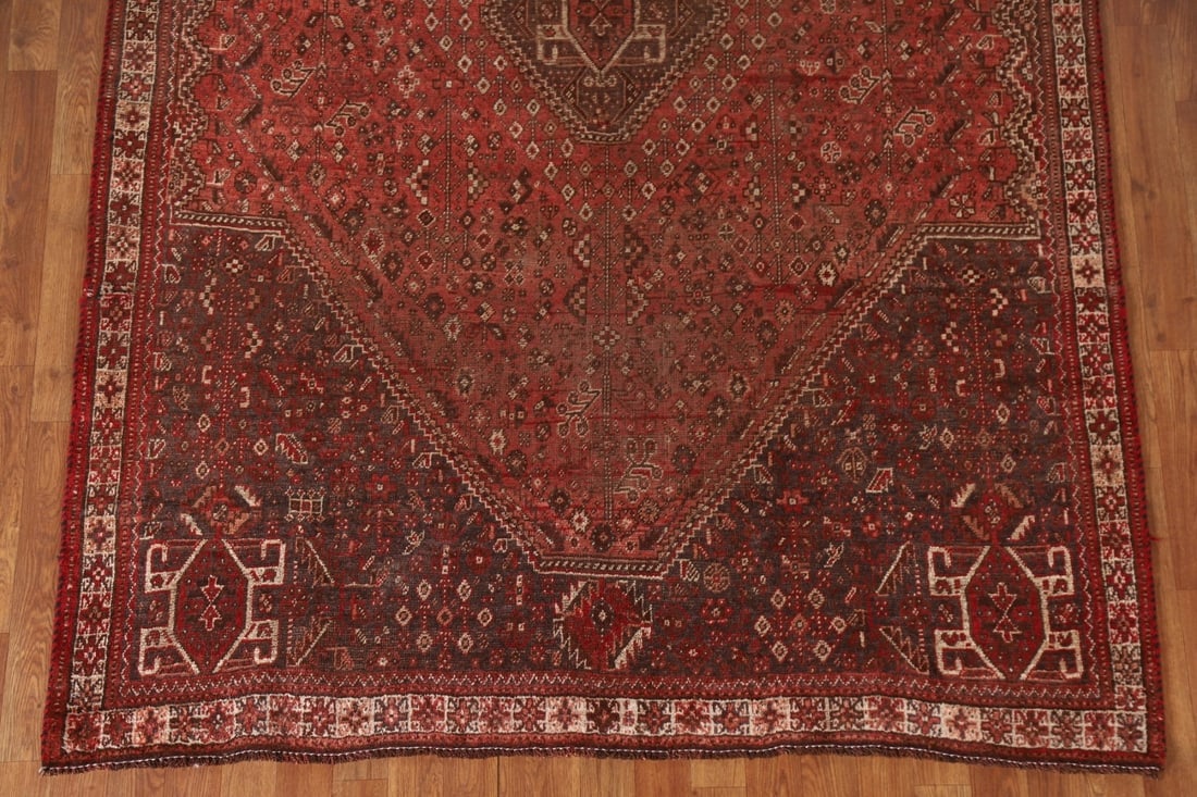 Pre-1900 Antique Qashqai Vegetable Dye Persian Rug 6x8 - 6