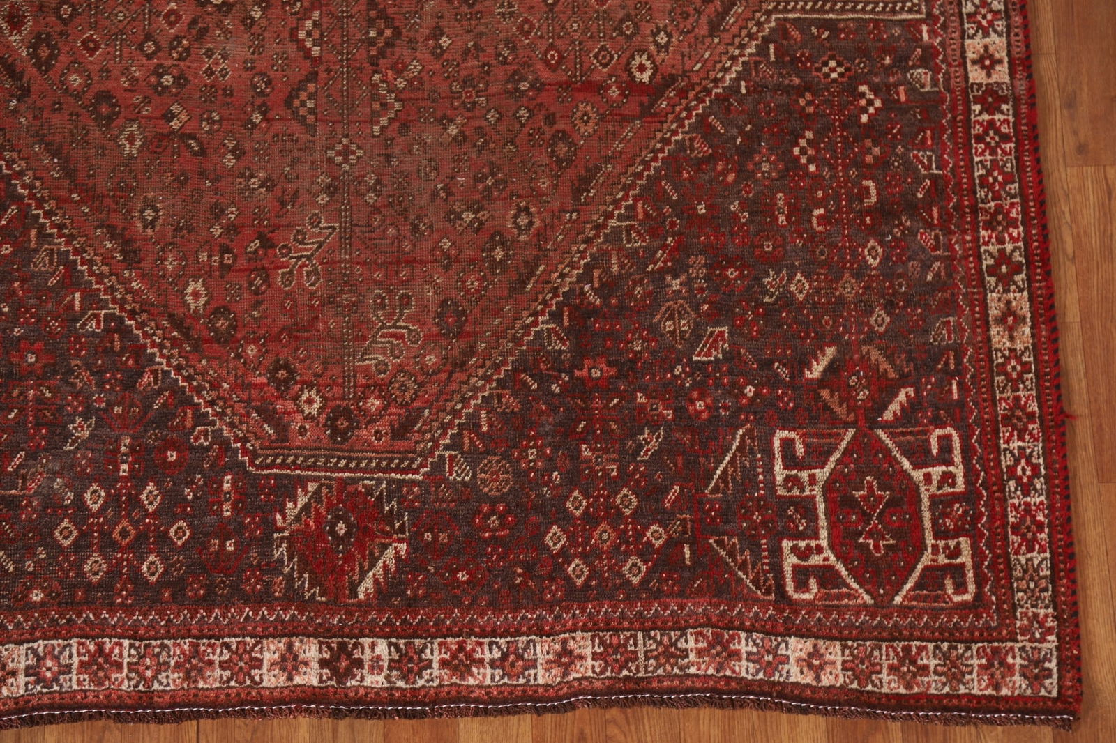 Pre-1900 Antique Qashqai Vegetable Dye Persian Rug 6x8 - 7