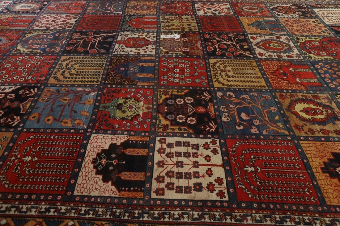 Pre-1900 Antique Bakhtiari Shalamzar Vegetable Dye Persian Rug 13x20 - 14