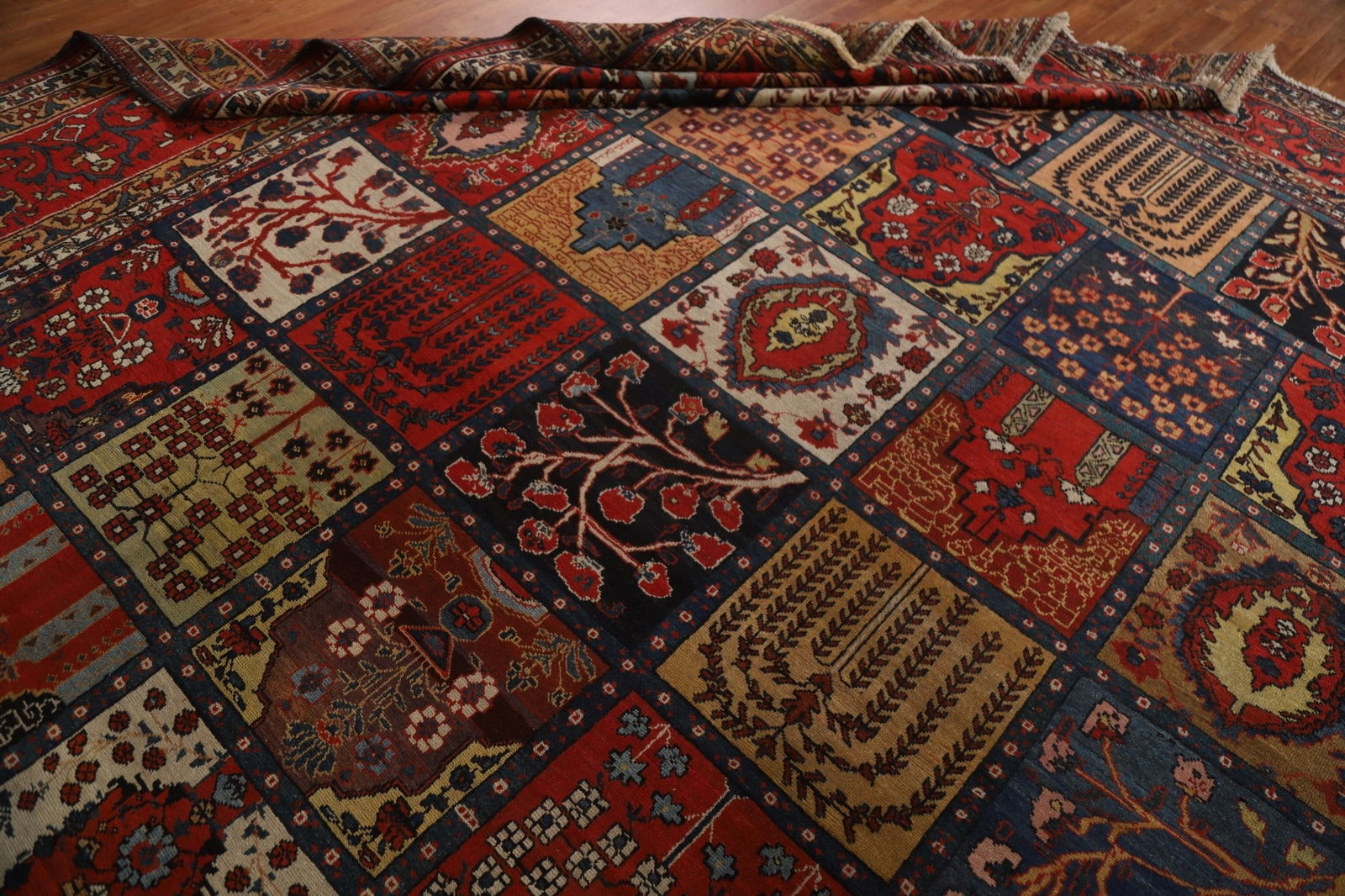 Pre-1900 Antique Bakhtiari Shalamzar Vegetable Dye Persian Rug 13x20 - 20