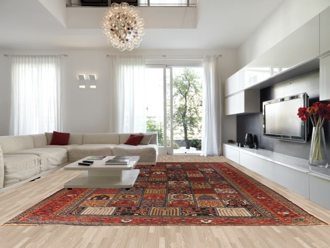 Pre-1900 Antique Bakhtiari Shalamzar Vegetable Dye Persian Rug 13x20 - 2