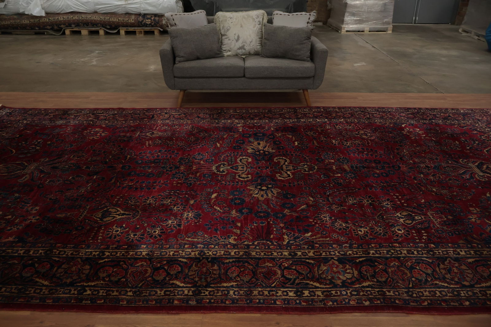 Antique Vegetable Dye Sarouk Persian Large Rug 9x17 - 3