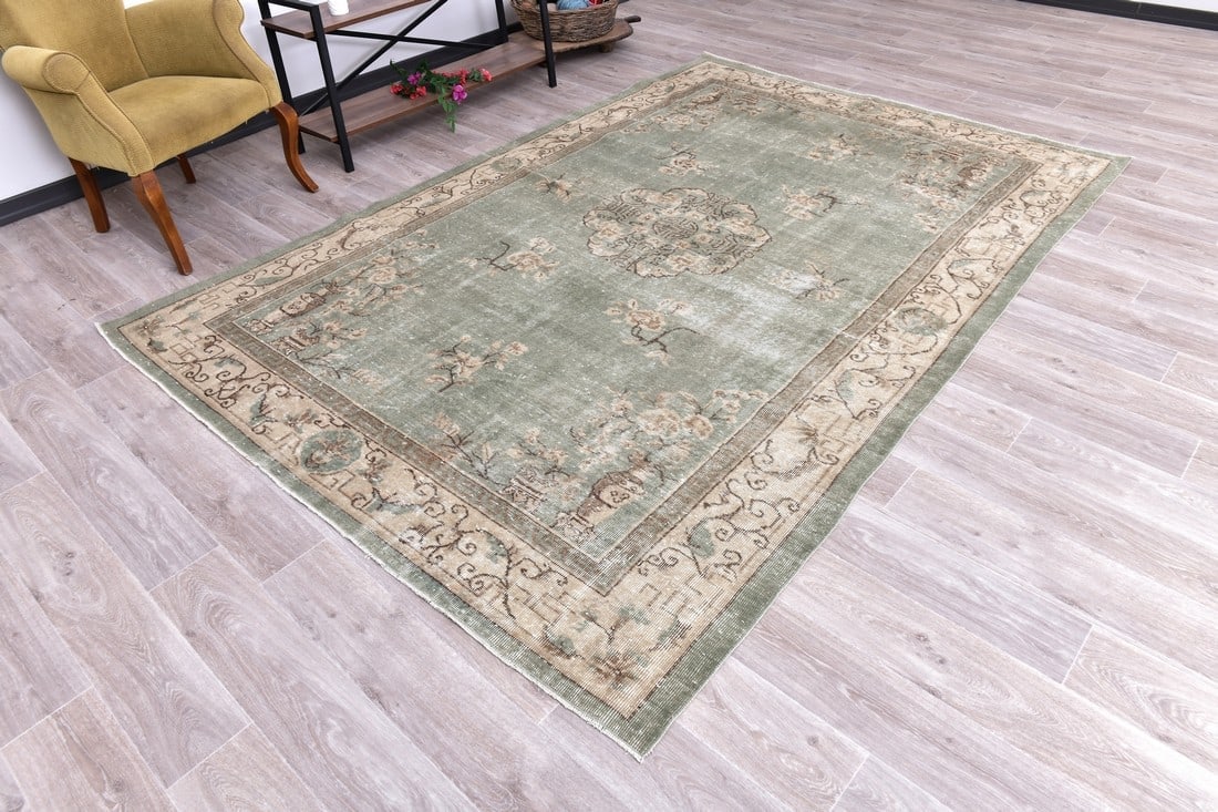 6'7'' x 9'9'' Turkish Vintage Runner Rug - 240643 - 2