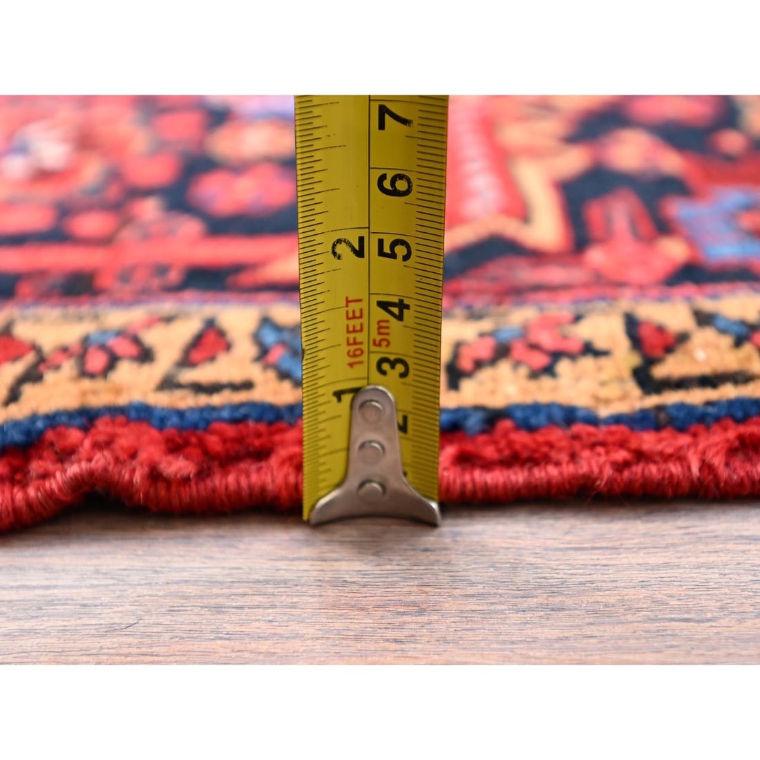 Red Hand Knotted Zoroastrian Antique Natural Wool Heris Oriental Rug - 10