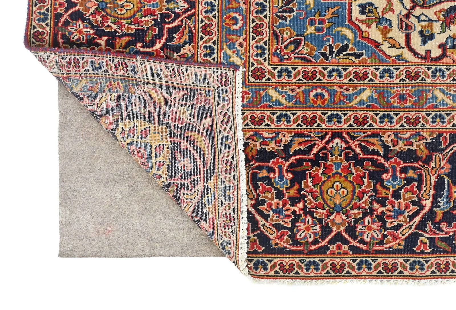 Semi Antique Dark Purple-navy Traditional 9X12 Kashan Persian Oriental Rug - 12