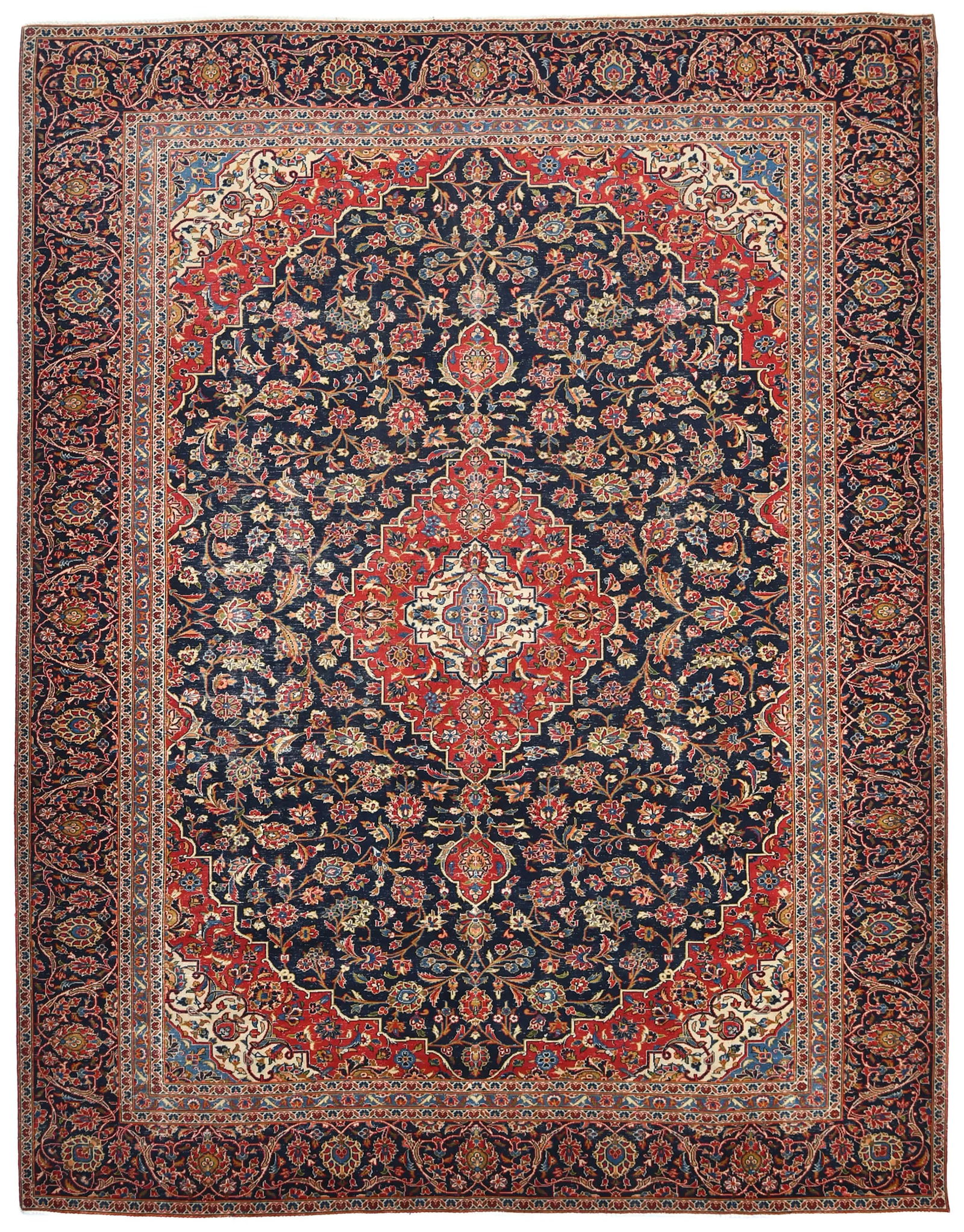 Semi Antique Dark Purple-navy Traditional 9X12 Kashan Persian Oriental Rug: Title:Semi Antique Dark Purple-navy Traditional 9X12 Kashan Persian Oriental RugDescription:Handmade semi antique 9X12 Dark Purple-navy Persian rug made with vegetable dyes (fine wool pile and cotton