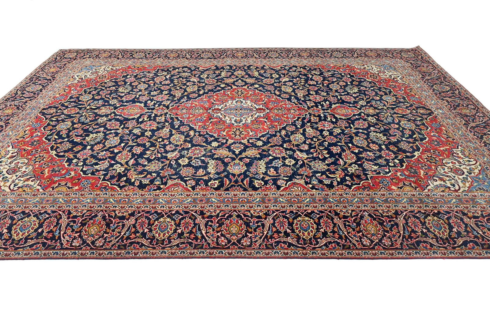 Semi Antique Dark Purple-navy Traditional 9X12 Kashan Persian Oriental Rug - 4