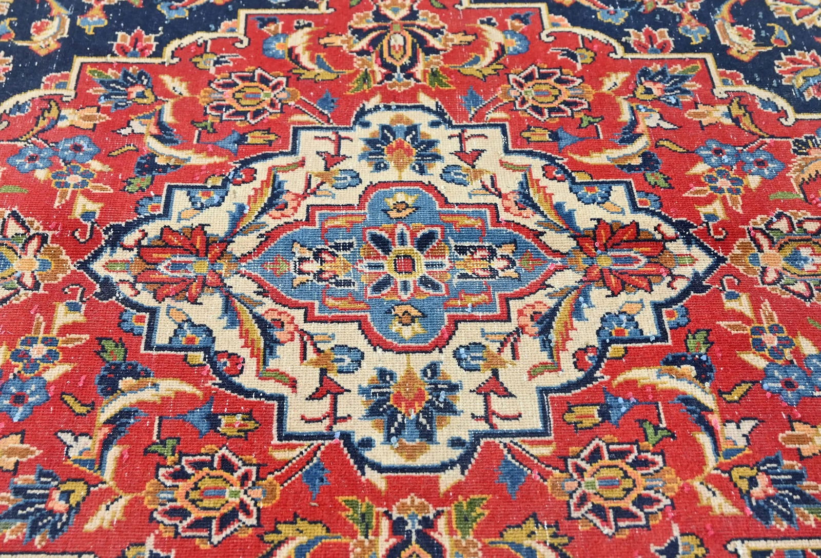 Semi Antique Dark Purple-navy Traditional 9X12 Kashan Persian Oriental Rug - 5