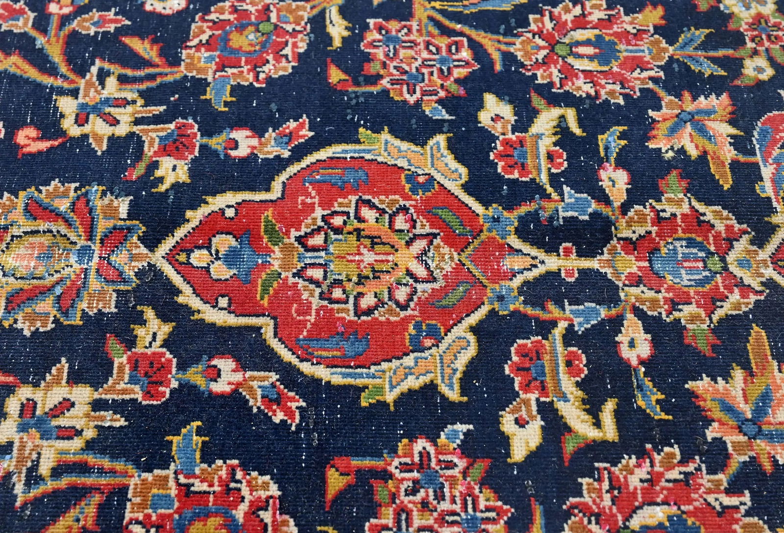 Semi Antique Dark Purple-navy Traditional 9X12 Kashan Persian Oriental Rug - 6