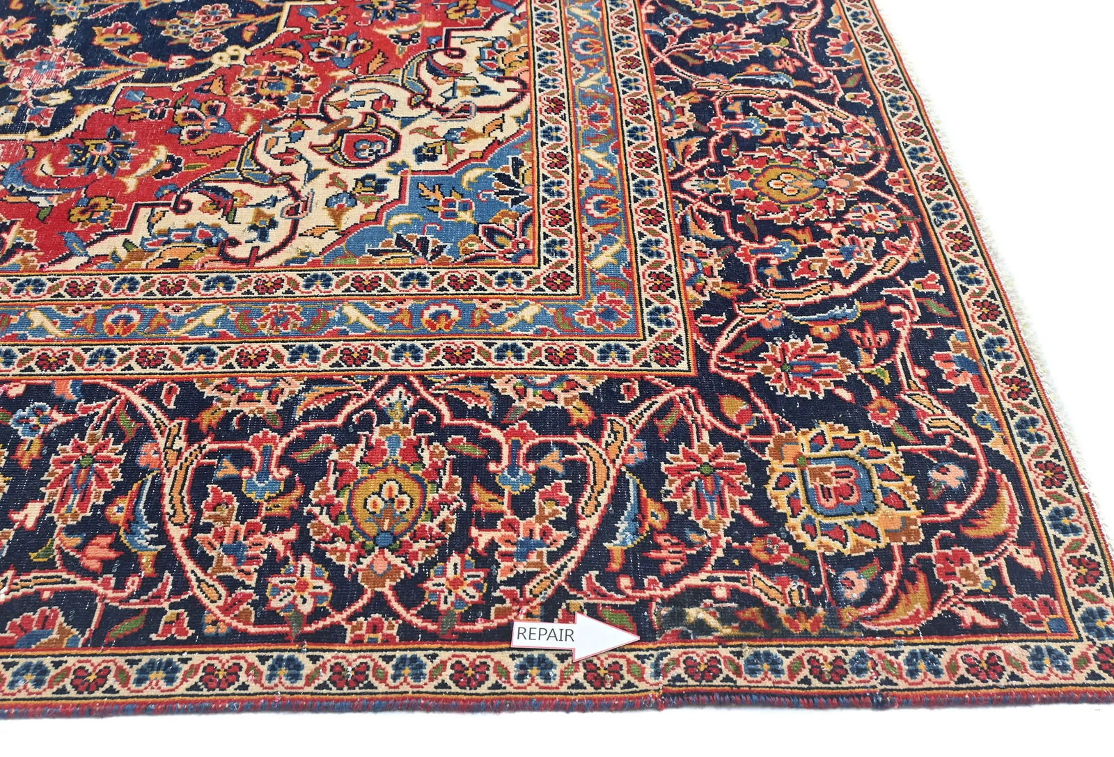 Semi Antique Dark Purple-navy Traditional 9X12 Kashan Persian Oriental Rug - 8