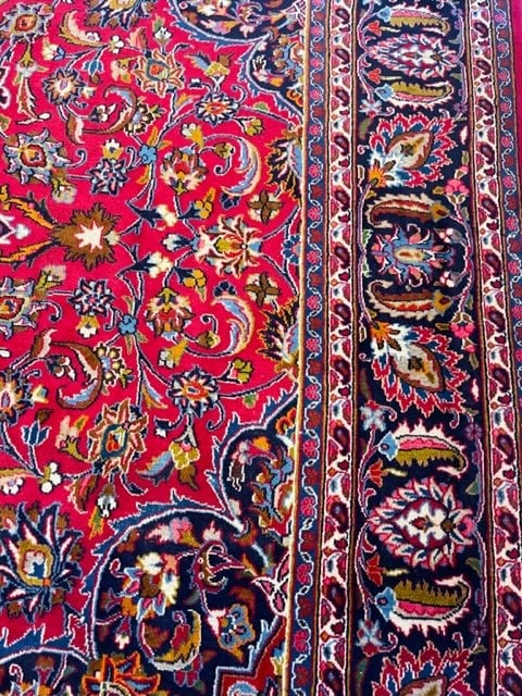 Vintage Persian Square Size Mashad Rug-5132 - 9