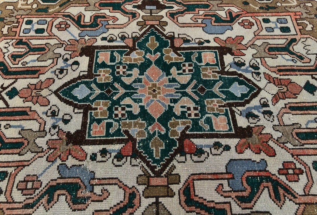 Semi Antique Brown Floral 5X10 Distressed Vintage Oriental Rug - 6