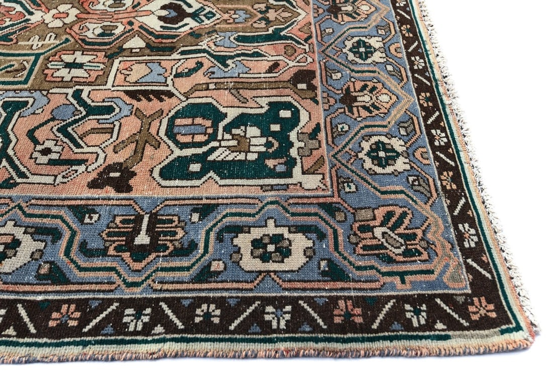 Semi Antique Brown Floral 5X10 Distressed Vintage Oriental Rug - 9