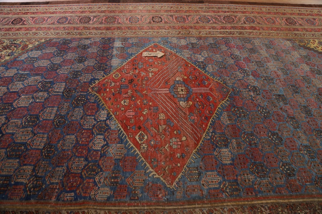 Pre-1900 Antique Heriz Bakhshayesh Vegetable Dye Persian Rug 10x15 - 19