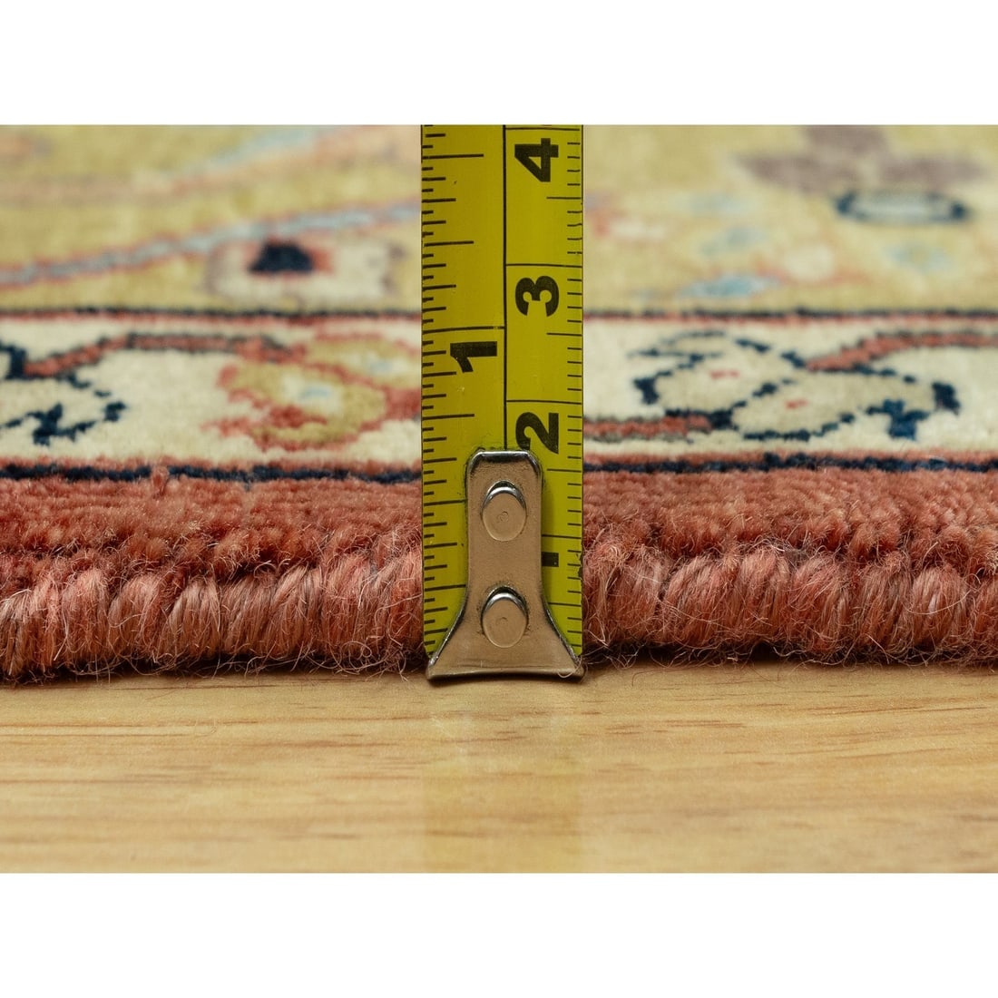 Sanguine Red Vibrant Wool Antiqued Heris Re-Creation Hand Knotted Rug - 10