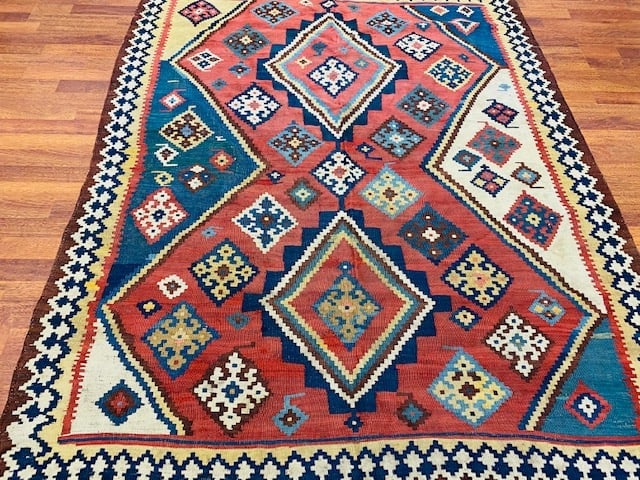 Colorful antique Persian quashqaie Kilim rug-2251 - 4