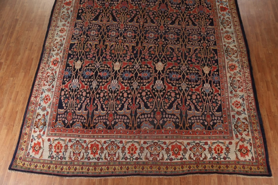 Pre-1900 Antique Vegetable Dye Bidjar Halvaei Persian Rug 12x19 - 6