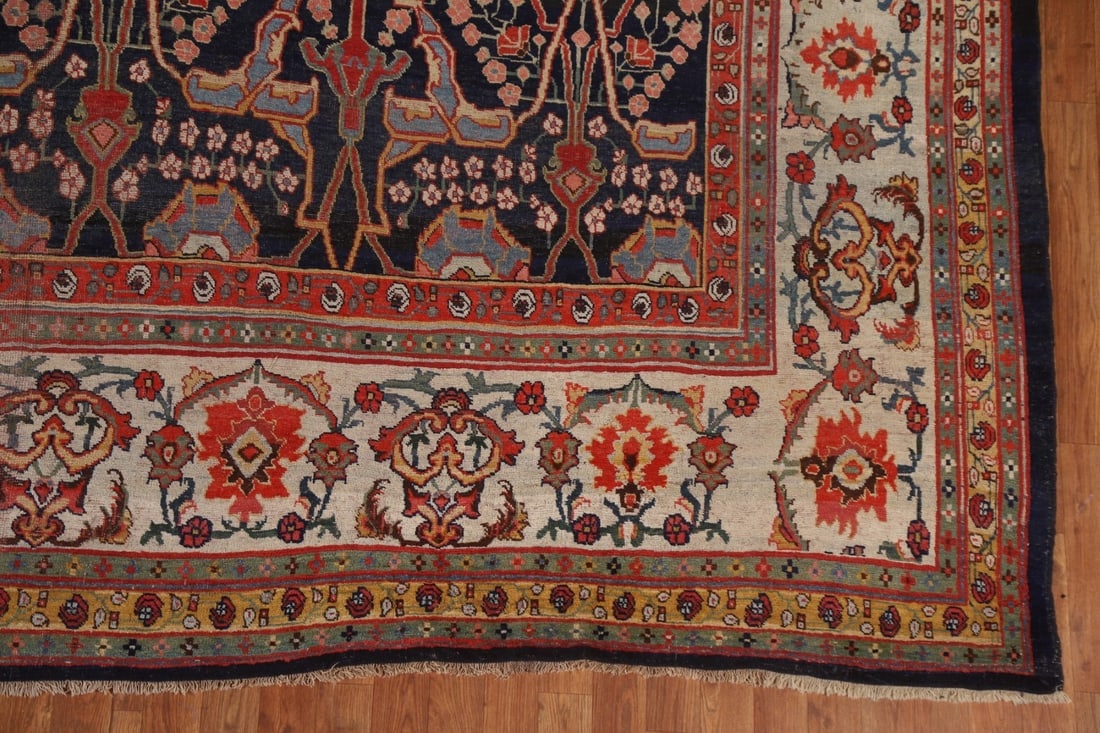 Pre-1900 Antique Vegetable Dye Bidjar Halvaei Persian Rug 12x19 - 7