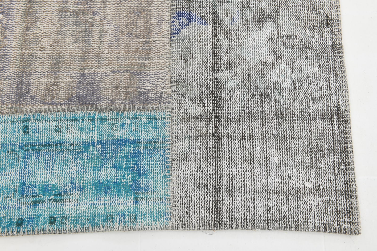 6'10'' x 9'11'' Handmade Vintage Wool Patchwork Rug - 285 - 15