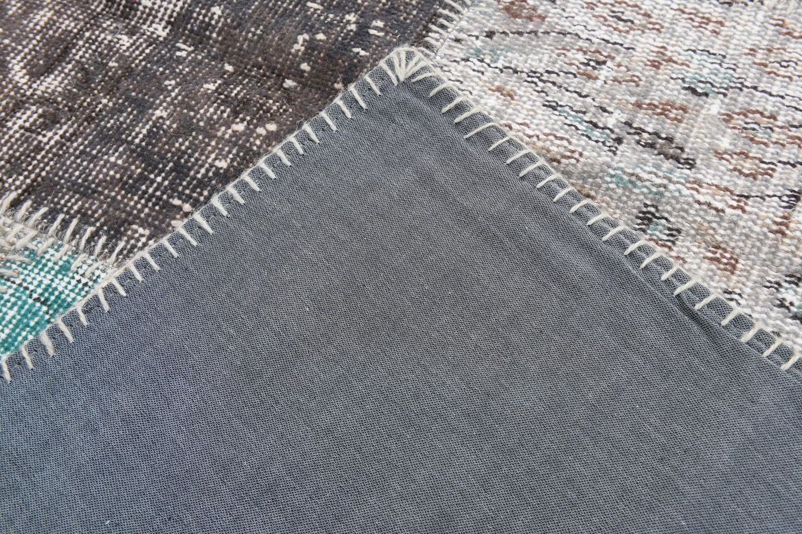 6'10'' x 9'11'' Handmade Vintage Wool Patchwork Rug - 285 - 16