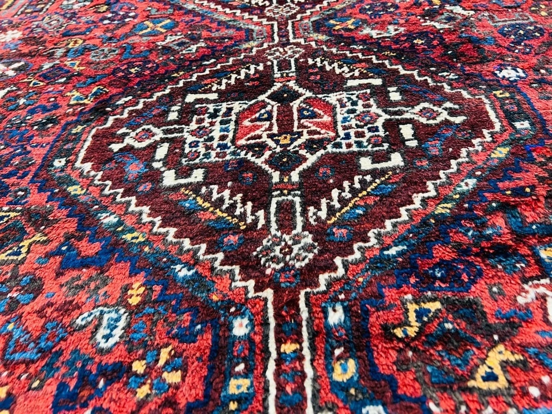 Hand-Knotted Antique Persian Qashqai Tribal Wool Geometric Oriental Area Rug Carpet 6'7" x 10' - 10