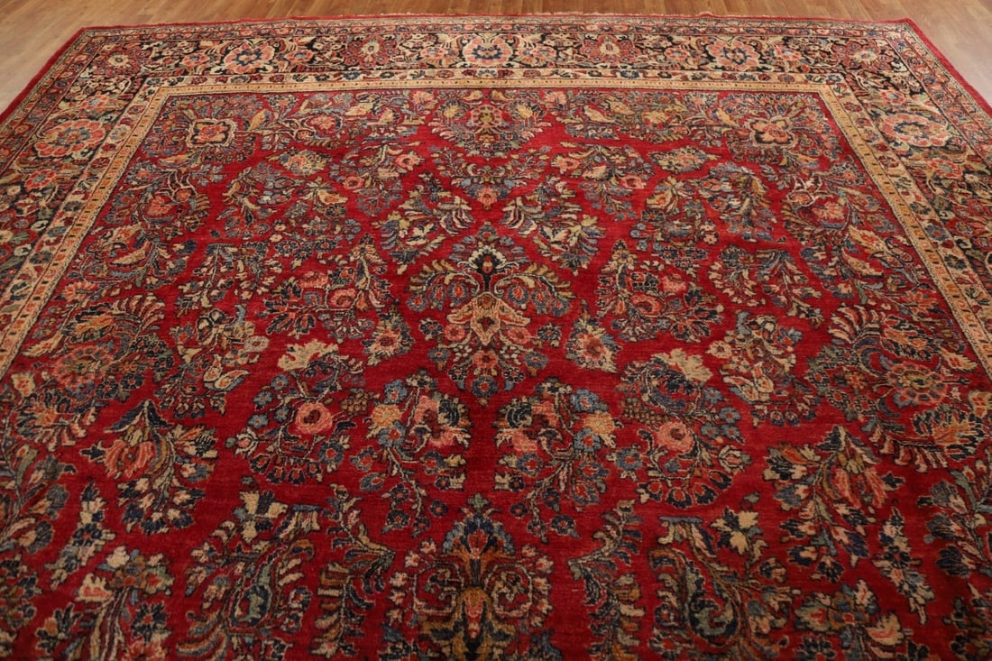 Vegetable Dye Antique Sarouk Persian Large Rug 11x19 - 17