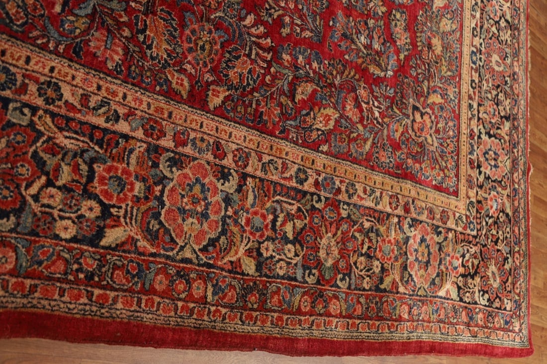 Vegetable Dye Antique Sarouk Persian Large Rug 11x19 - 18