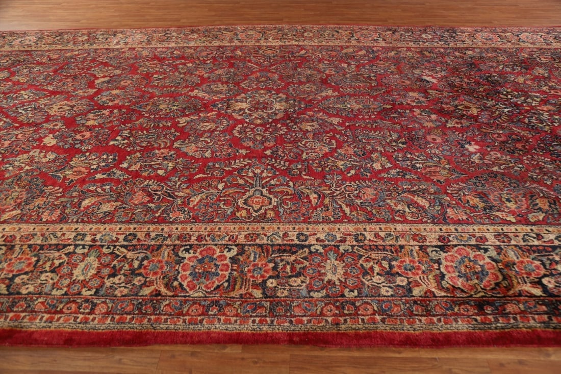 Vegetable Dye Antique Sarouk Persian Large Rug 11x19 - 19