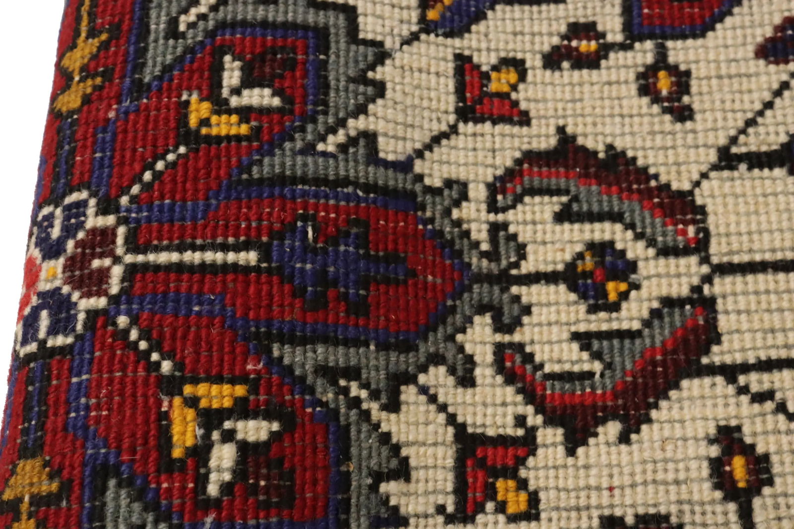 Vintage Cream Tribal 2X3 Heriz Persian Rug - 10