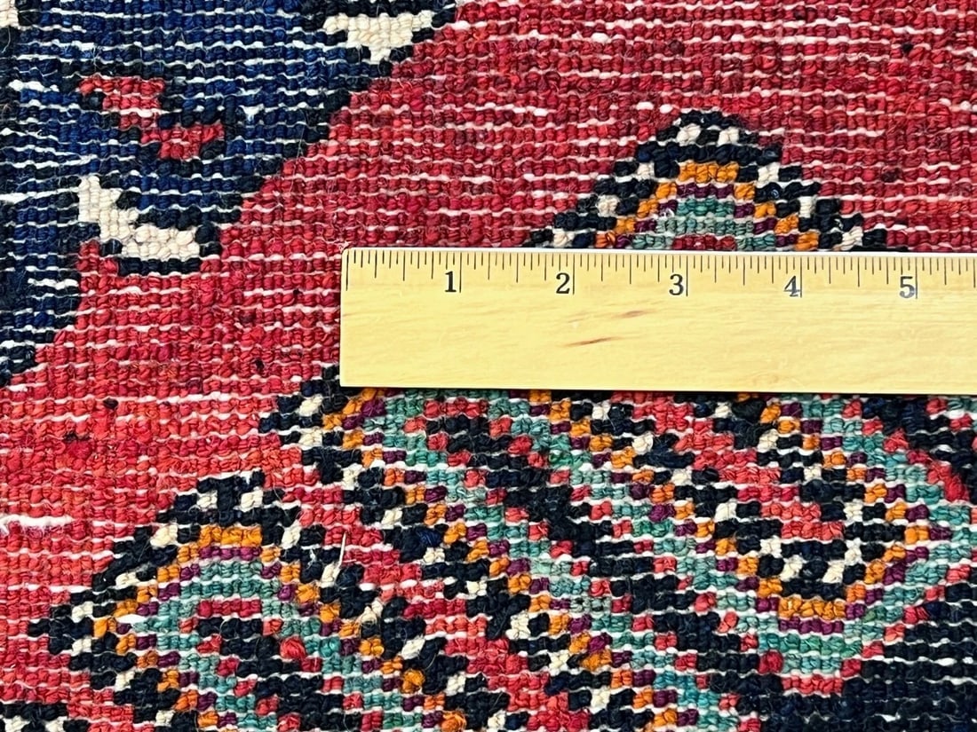 Antique Persian Hamedan Hand-Knotted Navy Geometric Wool Area Rug 4'11"x9'5" - 10