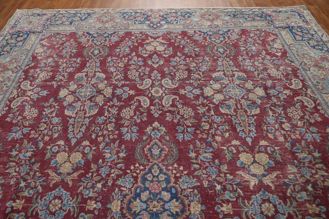 Antique Vegetable Dye Kerman Persian Area Rug 9x13 - 16