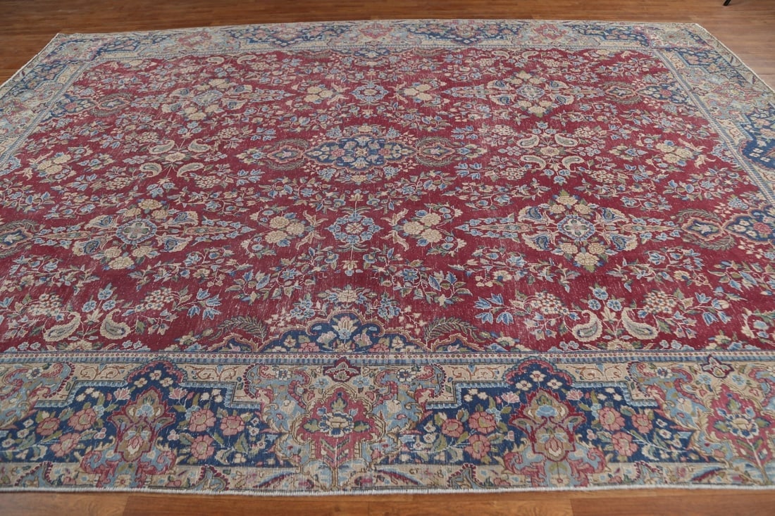 Antique Vegetable Dye Kerman Persian Area Rug 9x13 - 18