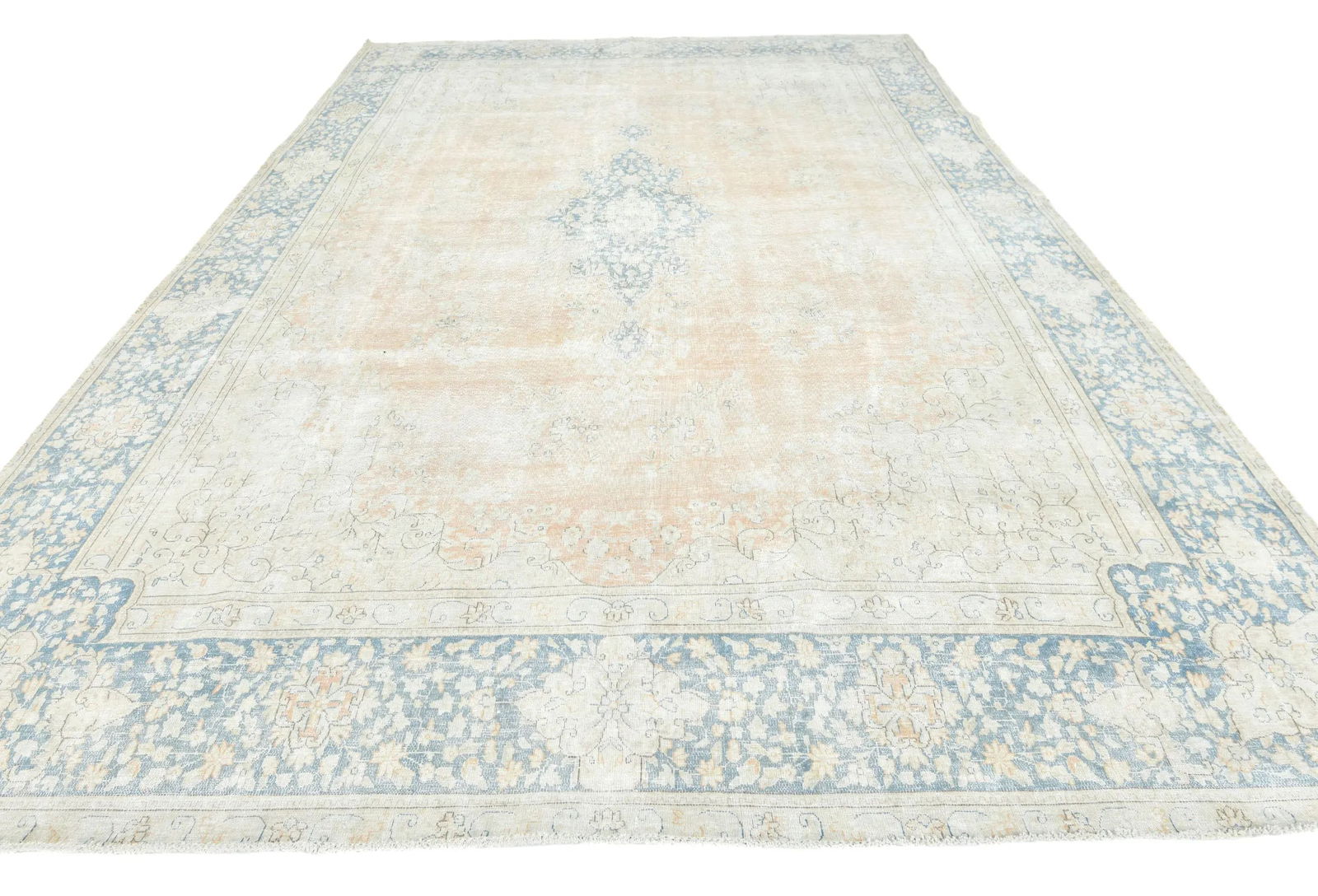 Antique Muted Rust Floral 9X13 Distressed Vintage Oriental Rug - 2