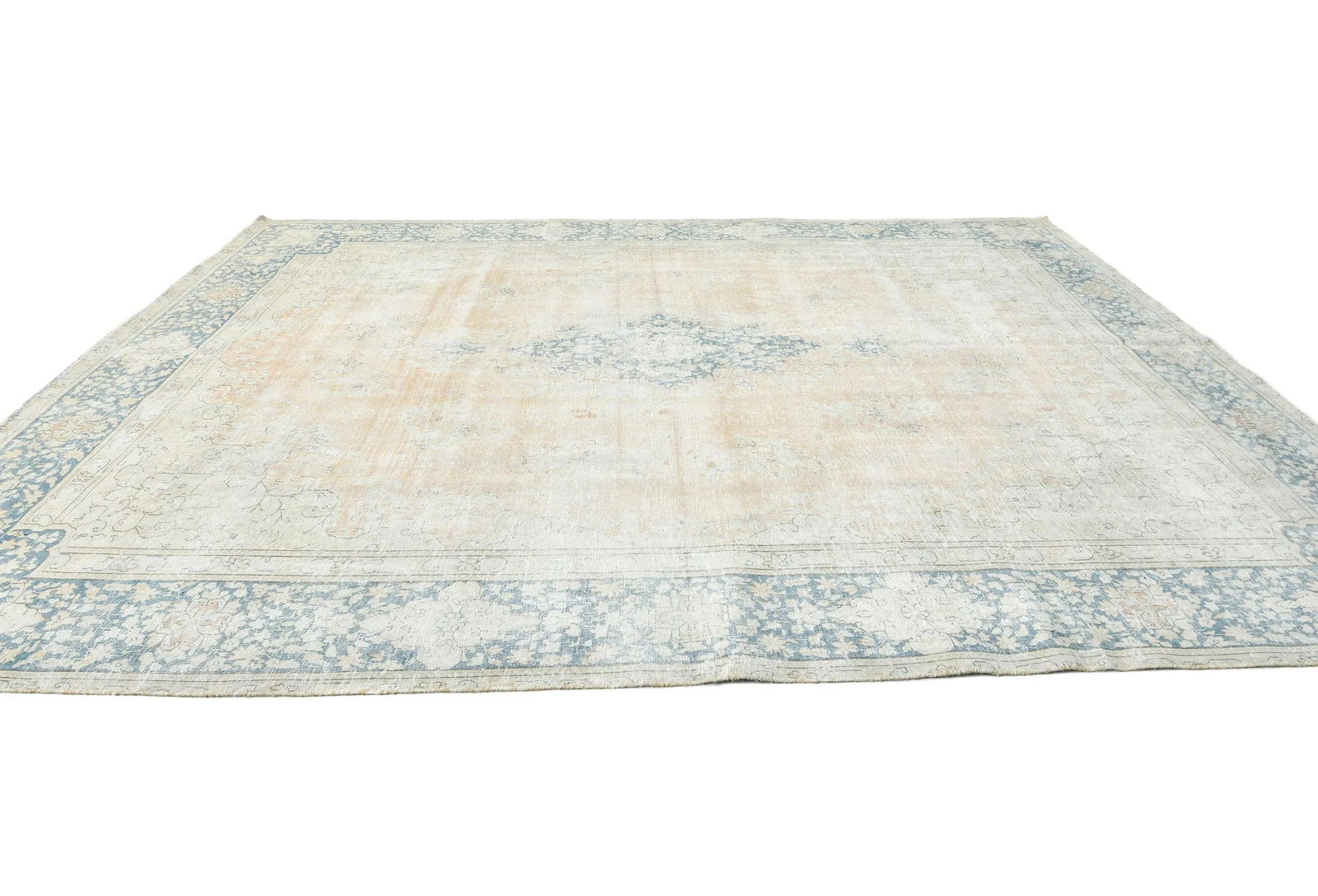 Antique Muted Rust Floral 9X13 Distressed Vintage Oriental Rug - 4