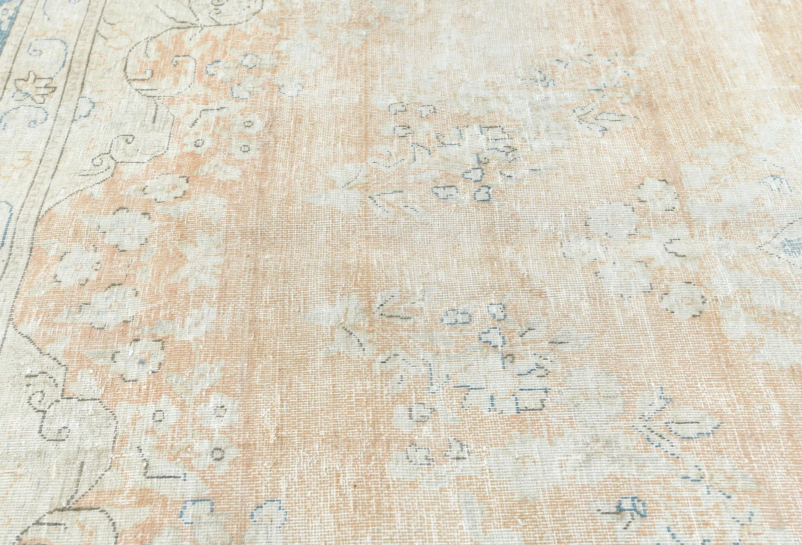 Antique Muted Rust Floral 9X13 Distressed Vintage Oriental Rug - 6