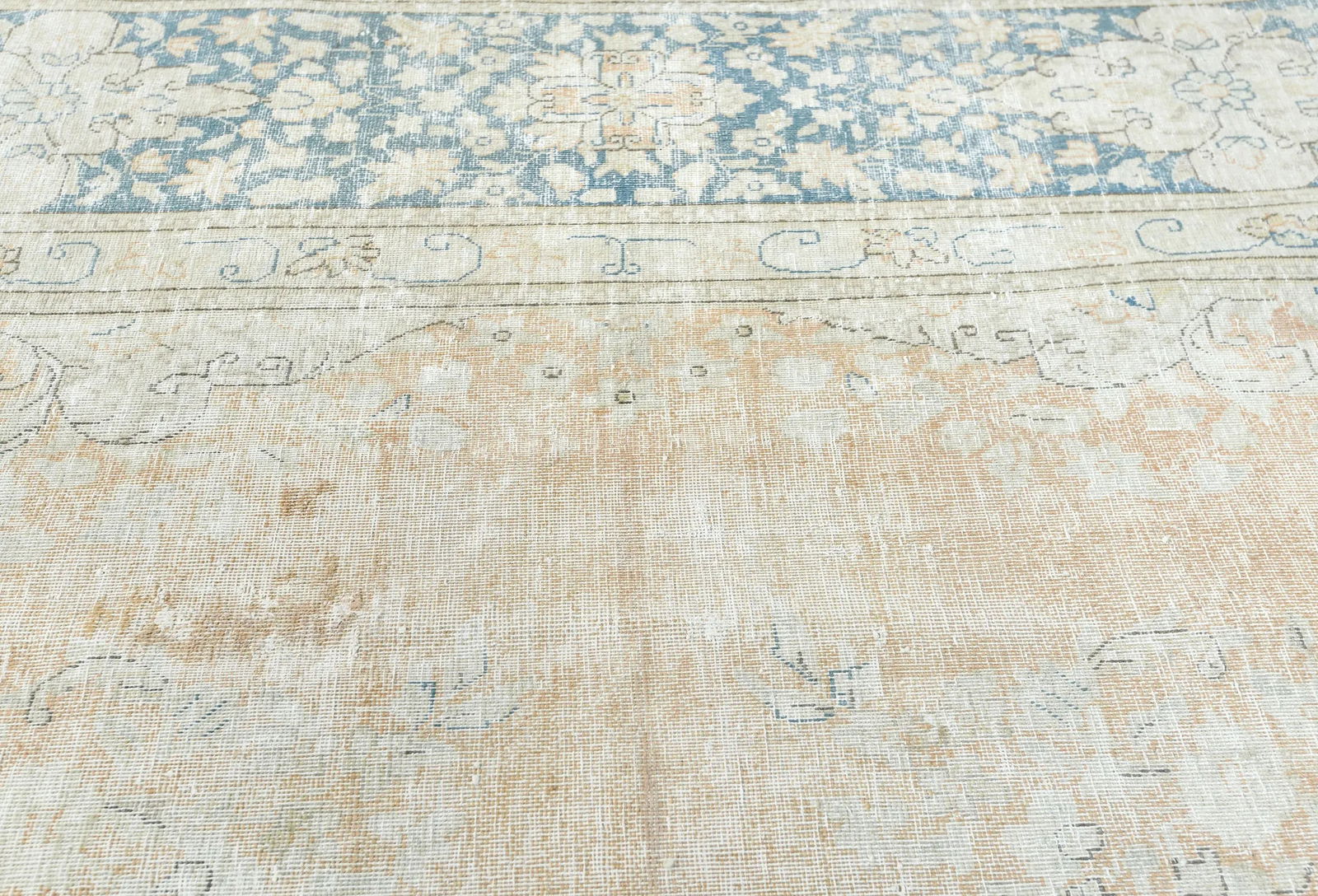 Antique Muted Rust Floral 9X13 Distressed Vintage Oriental Rug - 7