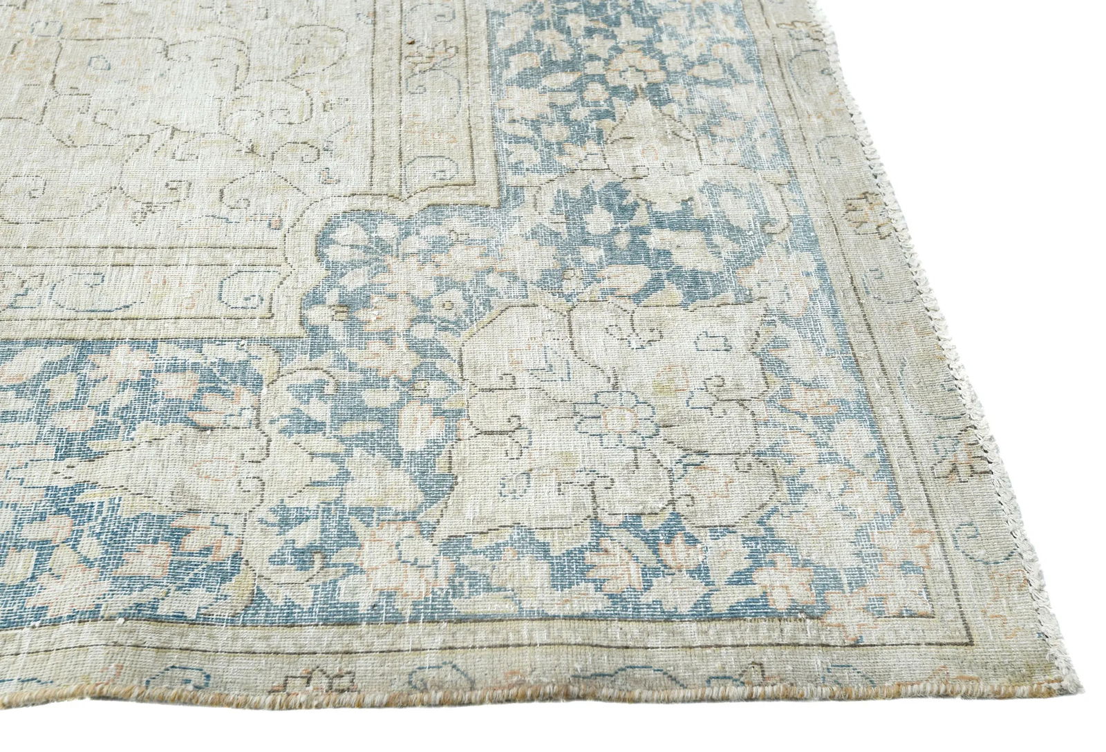 Antique Muted Rust Floral 9X13 Distressed Vintage Oriental Rug - 8