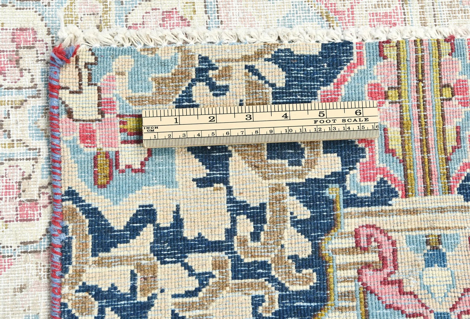 Muted Light Blue Floral 8X11 Distressed Vintage Oriental Rug - 10