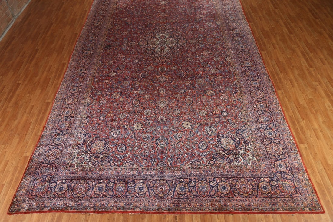 Antique Vegetable Dye Palace Size Kashan Persian Rug 11x21 - 6