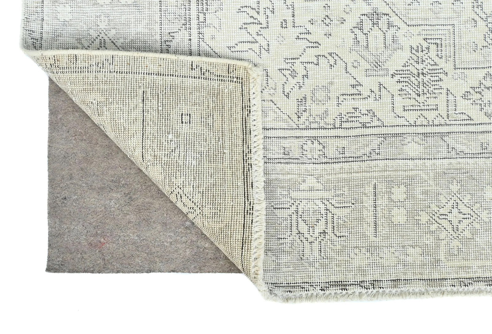 Antique Muted Beige Floral 6X9 Distressed Vintage Oriental Rug - 11