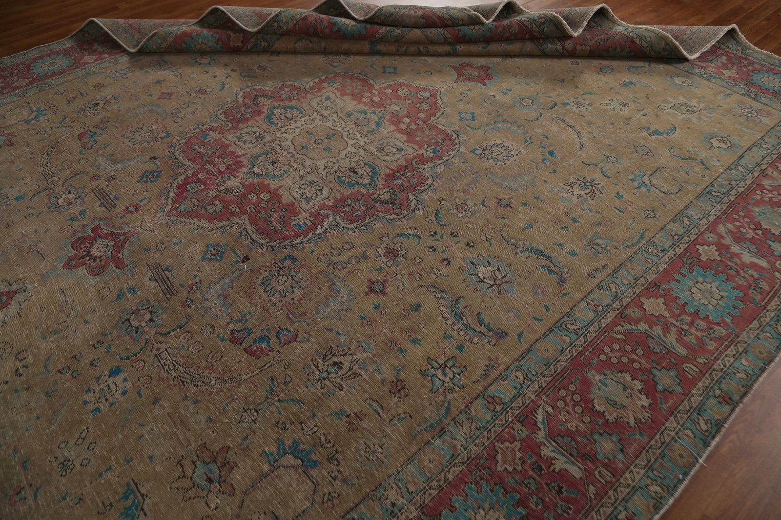 Antique Brown Tabriz Persian Area Rug 10x13 - 18