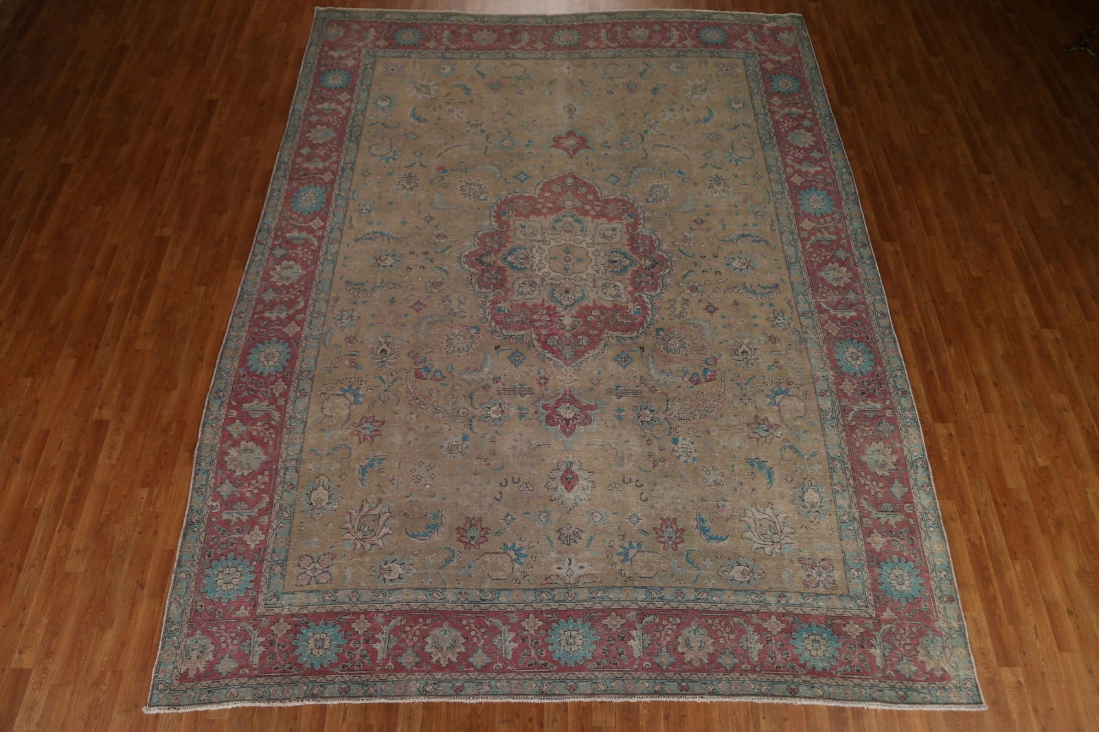Antique Brown Tabriz Persian Area Rug 10x13 - 3